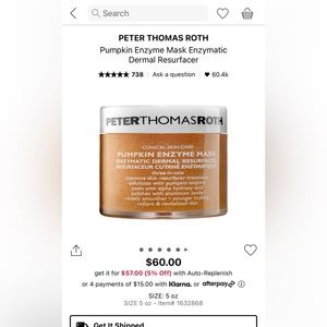 Jumbo NWOT Peter Thomas Roth Pumpkin Enzyme Mask